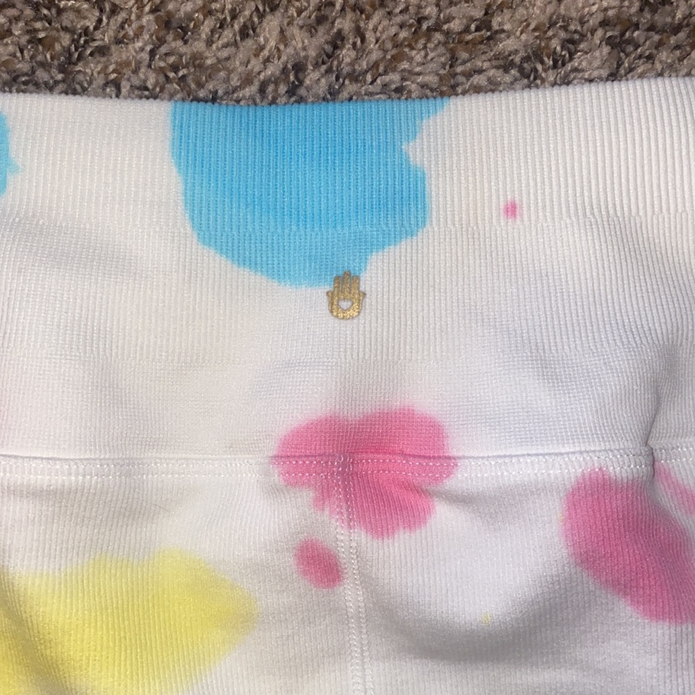 high waisted tie dye ribbed seamless biker shorts in sunny day swirl - Picture 5 of 7